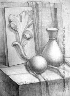 a pencil drawing of a still life