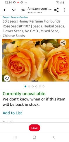 an email post with orange roses on the front and bottom page, which reads'currently unavaliable we don't know when or if or if this item will be back in stock