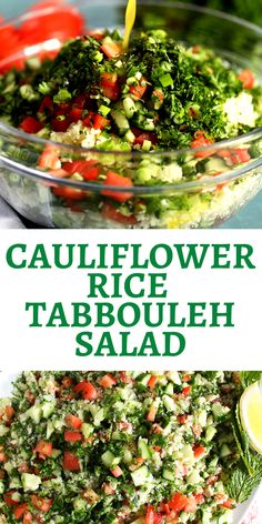 a salad with broccoli, carrots and red peppers in a glass bowl