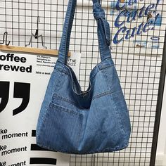 Denim crossbody bag - IFAUN Korean Shoulder Bag, Descendants Dr, Bags Inspiration, Denim Crossbody Bag, Blue Handbag, Heart Stopper, Denim Crossbody, Denim Shoulder Bags, Business Casual Outfits For Women