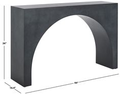 an arch is shown with measurements for the top and bottom section, as well as the base