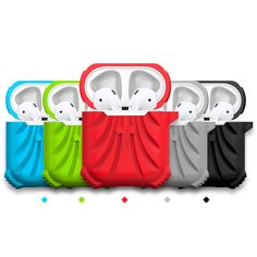 the case for airpods is designed to look like it has been folded up in different colors