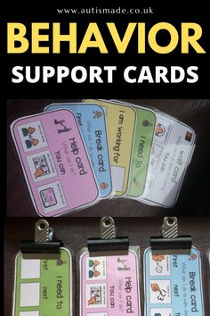 the behavior support cards for children to use with their teacher's name and pictures