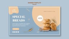 a banner with breads and wheat on it for a bakery website or landing page