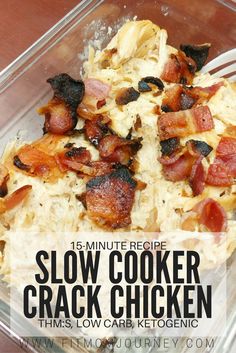 Have a busy night ahead of you? Make Slow Cooker Crack Chicken (THM:S, Low Carb, Ketogenic) in less than 5 minutes in the morning + 10 minutes at night! #keto #ketogenic #trimhealthymama #ketogeniclifestyle #ketocommunity #lowcarb #slowcooker Thm Crockpot, Desayuno Keto, Keto Lasagna, Resep Diet, Keto Brownies, Keto Recipes Dinner, Keto Diet Meal Plan, Keto Desserts