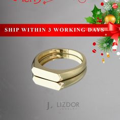 Gold Flat Ring 14k Solid Gold Signet Ring Gold Rectangle Ring Pinky Dainty Ring Thumb Ring Handmade Fine Jewelry Christmas Gift For Her ▶ 𝙋𝙍𝙊𝘿𝙐𝘾𝙏 𝙁𝙀𝘼𝙏𝙐𝙍𝙀𝙎 * 14k Solid Gold Ring * Flat Size : 1.27 cm x 3.58 mm (0.5in x 0.14in ) * Ring Height : 3.52 mm ( 0.13 inches) * Three color options : White Gold - Yellow Gold - Rose Gold ❤️ This ring will look amazing on your graceful fingers! It will make you look more stylish with its sparkle and eye-catching.We are sure it will suit you ver Flower Band, Tiny Rings, Gold Flats, Handmade Fine Jewelry, Gold Signet Ring, Christmas Gift Jewelry, Thumb Rings, Charm Rings, Christmas Gifts For Women