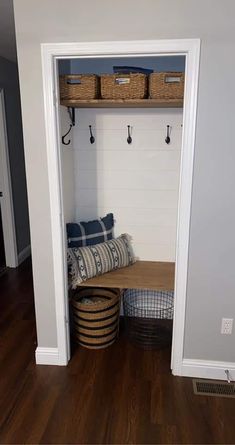 the entryway is clean and ready to be used as a mudroom for storage