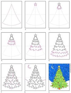 how to draw a christmas tree step by step with pictures and instructions for beginners