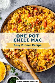 one pot chili mac recipe in a skillet