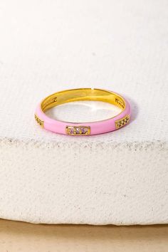 Enamel Studded Ring Perfect for Stacking Size 7 Pink Ring, Dream Jewelry, White Ring, Size 7, Ring, Pink, White, Quick Saves, Clothes