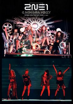 girls'generation performing on stage with their arms in the air