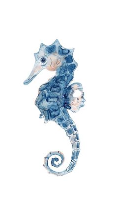 a watercolor painting of a sea horse