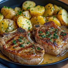 Jamie Oliver 🍲🥧🍛 | Garlic-Infused Pork Chops with Lusciously Cheesy Potatoes | Facebook Bone In Pork Chops, Grandma's Recipes, Dried Thyme, Grandmas Recipes, Cheesy Potatoes, Jamie Oliver, Pork Chops, Thyme, Garlic Cloves