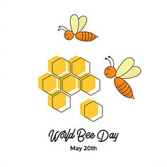 two bees flying over some honeycombs with the words world bee day on it