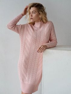 "Blush pink cable knit dress for women Powder pink dress knee length clothing knit wool dress winter spring fashion gift for mom This beautiful blush pink dress is IN STOCK in size S-M and ready to ship. If you would like to have it made in other size or color - we CAN do that! Just send us a short message with your preferences and we'll create this item for you. Free shipping worldwide This item can be made in any size and color (1-2 weeks for production). Contact us, and we will advice about c Wool Dress Winter, Powder Pink Dress, Pink Sweater Dress, Knit Dress Pattern, Cable Knit Dress, Wool Knitted Dress, Long Knit Sweater, Blush Pink Dresses, Long Knit Cardigan