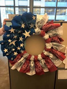 an american flag wreath with the words, i know it's not quite really ready to make one of these