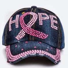 Wicked Wonders VIP Bling Hat Hope Crystal Embellished Denim Hat Affordable Bling_Bling Fashion Paparazzi Denim Cap, Denim Hat, Embellished Denim, Pink Bling, Fashion Jewelry Earrings, Pink Crystal, Scarf Hairstyles, Pink Ribbon, Back Strap