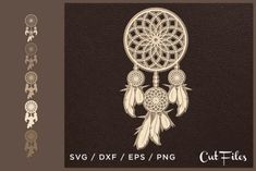 a drawing of a dream catcher on a brown leather background with the words svg dxf eps / png cut files