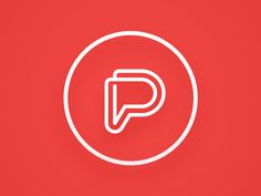 the letter p in a white circle on a red background