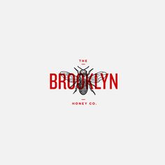 the brooklyn honey co logo is shown in red and black on a white background with an image of a bee