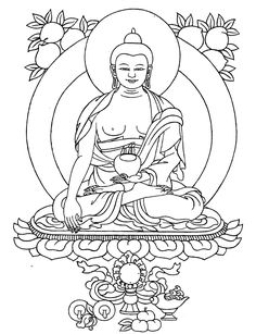 buddha sitting in the lotus position with flowers around it