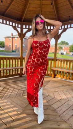 Crochet Valentines Outfit Ideas, Crochet Red Dress, Crochet Heart Dress, Crochet Halter Dress, Crochet Outfits, Valentine Dress, Valentines Crochet, Crochet Halter, Valentine's Day Outfit