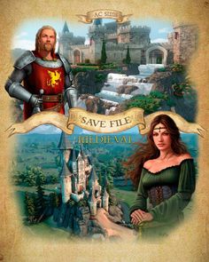 an image of a man and woman in front of a castle with the words save file