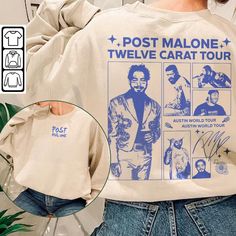 Post Malone Rap Shirt Double Sided, Y2k 90s Merch Vintage Album Austin Twelve Carot Tour 2023 Sweatshirt Drake 21 Savage, Rockstar Style, Rap Shirt, School Sweatshirts, High School Reunion, 21 Savage, Post Malone, Trendy Shirts, Retro 90s