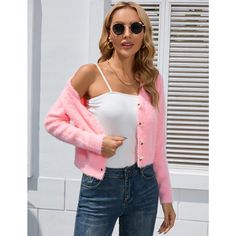 This women's crop cardigan sweater is crafted from 65% Acrylic and 35% Nylon, offering comfortable, lightweight, smooth, and soft knitted fabric with high elasticity and quality. Featuring a button front, V-neckline, solid color, ribbed hem and cuffs, fuzzy knit, long sleeves, and a chic style, this casual bolero shrug sweater is versatile. It pairs easily with cami tops, jeans, leggings, leather pants, boots, or heels, and can be styled with accessories like necklaces or scarves for a fashion-f Short Sleeve Bolero, Leggings Leather, Knit Bolero, Pants Boots, Mesh Sweater, Bolero Shrug, Knit Shrug, Party School, Cardigan Crop Top