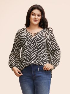 Womens Trendy Tops, Hem Blouse, Lantern Sleeves, Split Hem, Trendy Tops, Sleeve Detail, Zebra Print, Knot, Types Of Sleeves