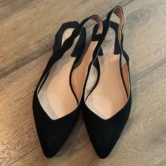 This Is A Pair Of Like New Chloe Lauren Slingback Flats In Black Suede, Size 40. They Have Only Been Worn Once, So Little Wear On The Soles, Heels Are Fully In Tact. No Scuffs Or Damage To The Black Suede, Leather Lining In Tact As Well. In Great Shape! Comes With Shoes And Dust Bags, No Box. Evening Slingback Sandals With Flat Heel And Medium Width, Evening Slingback Sandals With Flat Heel, Medium Width Flat Heel Slingback Sandals For Evening, Slip-on Slingback Pumps With Heel Strap For Evening, Slip-on Slingback Pumps For Evening, Black Slingback Pumps With Ankle Strap And Leather Sole, Black Almond Toe Slingback Pumps With Leather Sole, Evening Slingback Slip-on Sandals With Heel Strap, Chic Slip-on Slingback Pumps