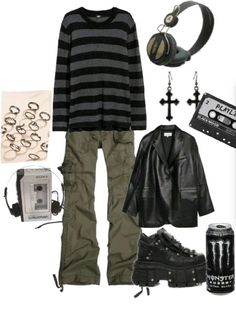 2023 Emo Outfits, Outfit Ideas Grunge Masc, Gothic Goblincore Outfits, Grunge Masc Clothes, Grunge Moodboard Outfit, Rocker Punk Outfits, Emo Fits Aesthetic, Alt Outfit Board, Vintage Emo Outfits