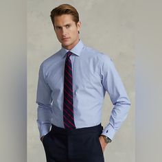 Stock Photo Represents Like Style But Not Exactly What Is Being Sold. New With Tag. Blue In Color. 100% Cotton 25.5” Ptp Unstretched 17 - 32/33 Blue Slim Fit Business Top, Blue Slim Fit Top For Office Wear, Blue Cotton Shirt For Office Wear, Blue Cotton Office Shirt, Dapper Men, Ralph Lauren Shirt, Ralph Lauren Men, Classic Shirt, Polo By Ralph Lauren