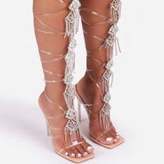 Diamond Gladiator Heels- Nude – Atlanta Shoe Studio Dolls Kill Shoes, Tassel Sandals, Denim Heels, Orange Sneakers, Abstract Dress, Mid Calf Dresses, Gladiator Heels, Drawstring Dresses, Pink Sneakers