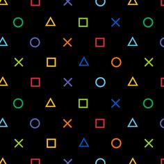 a black background with different colored symbols on it