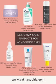 Myth busted: there is no such thing as skin care products for men! And no, a bar of soap does not count. Click through to see skincare routines for dry, oily and acne-prone skin. Oily Skin Men, Skin Care Products For Acne, Products For Acne, Men's Skin Care, Acne Prone Skin Care, Skincare For Oily Skin, Oily Skin Care Routine, Foaming Facial Cleanser