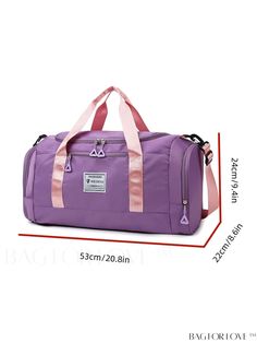 BagForLove - Stylish Oxford Cloth Gym & Travel Bag for Women with Spacious Storage Product Description Color Purple Pattern Type Plain Material Polyamide Closure Type Zipper Style Sporty Bag Size Large Composition 100% Nylon Size Chart INCH CM Bag Length Bag Width Bag Height 20.9 inch 8.7 inch 9.4 inch Bag Length Bag Width Bag Height 53 cm 22 cm 24 cm Details Pictures Similar Products h2 { text-align: center; } /* æ¢è¡ */ li{ white-space: normal; word-break: break-all; word-wrap: break-word; } .red-box { width: 100%; display: flex; flex-direction: row; flex-wrap: wrap; justify-content: center; } .red-box > div { width: 190px; height: 250px; margin: 10px; } .red-box > div > a > img { width: 190px; height: 250px; } .size-box { width: 100%; margin: auto; white-space: nowrap; } .table { bord Portable Purple Shoulder Bag For Travel, Purple Large Capacity Backpack, Purple Travel Bags, Functional Purple Bag For Daily Use, Functional Purple Shoulder Bag, Functional Purple Bag With Adjustable Strap, Purple Travel Bag For Everyday Use, Large Capacity Purple Bag For On-the-go, Trendy Rectangular Gym Bag