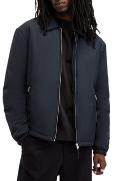 An embroidered ram's head in a tonal hue subtly brings the brand's heritage style to a versatile zip-front jacket crafted from lightweight and durable nylon. 28 1/2" length (size Medium) Front zip closure Spread collar Elastic cuffs Front zip pockets Lined 100% polyamide Machine wash, tumble dry Imported Allsaints Winter Outerwear With Pockets, Allsaints Long Sleeve Outerwear With Zipper, Casual Nylon Outerwear With Zip Cuffs, Casual Allsaints Outerwear For Streetwear, Allsaints Casual Outerwear For Streetwear, Allsaints Casual Streetwear Outerwear, Allsaints Long Sleeve Winter Outerwear, Allsaints Casual Winter Outerwear, Allsaints Casual Fall Outerwear