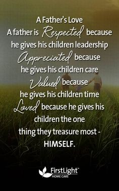 a father's love quote with the image of a child standing in a field