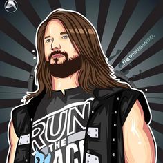 a drawing of a man with long hair and beard wearing a shirt that says run the race