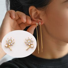 Material: 18K gold plated brass, cz paved, color not easily tarnish Size: 10x8.5mm approx. (see Pic 2) Color: gold  Quantity: 4pcs=2 pairs This listing is for ear backs to match: https://www.etsy.com/shop/Nbeads?ref=seller-platform-mcnav&search_query=ear+back More gold findings here: https://www.etsy.com/shop/Nbeads?ref=seller-platform-mcnav&search_query=gold+plated Gold Cubic Zirconia Flower Earrings As Gift, Gold Cubic Zirconia Flower Earrings For Gift, Gold Brass Flower Earrings Pierced, Gold Dangle Flower Earrings With Cubic Zirconia, Yellow Gold Flower Earrings In Brass, Formal Yellow Gold-plated Flower Earrings, Gold Cubic Zirconia Dangle Flower Earrings, Elegant 14k Gold-filled Flower Earrings, Elegant Gold-plated Flower Charm Earrings