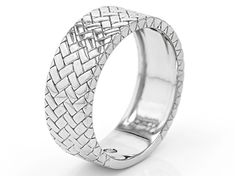 0.43ct Round Lab Created White Sapphire Rhodium Over Sterling Silver Men's Woven Texture Band Ring Measures Approximately 0.30"W. Not Sizeable. White Lab, Man Weave, Woven Texture, Sterling Silver Mens, White Sapphire, Silver Man, Band Ring, Band Rings, Sapphire