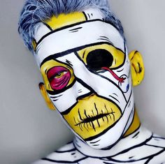 Makeup Looks Ideas, Pop Art Zombie, Pop Art Makeup, Cool Halloween Makeup, Face Paint Makeup, Face Art Makeup, Amazing Halloween Makeup, Halloween Makeup Scary