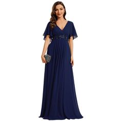 Make a statement at your next special occasion with this stunning Ruffles Sleeve A-Line Chiffon Waist Applique Maxi Evening Dress. Ideal for red carpet events and black-tie affairs, this dress showcases cascading ruffles sleeves and a delicate chiffon waist, ensuring you stand out in the crowd with glamour and sophistication.The v neck and bat-wing sleeve add a touch of femininity, while the fitted waistline accentuates your curves in all the right places. Perfect as formal dress, evening dress, Ruffles Sleeves, Dress With Ruffle Sleeves, Black Plus Size, Evening Dress Floor Length, Plus Size Formal, Cascading Ruffles, Plus Size Formal Dresses, Formal Dresses Short, Bat Wing