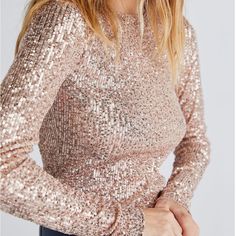 Free People Gold Rush Long Sleeve In Rose Gold Nwt This Is A Beautiful Soft, Warm, Pink-Gold Color. I Love This Color. The Sequins Are A Sewn On Well. The Fabric Is Stretchy And Semi Sheer. Photos Are Of Xtra Small. Measurements For Xs In Photos. Measurements For Small In Info Photo. New With Tags. Never Worn. Glamorous Pink Tops For Fall, Glamorous Pink Fall Tops, Winter Pink Sequined Tops, Pink Sequined Tops For Winter, Pink Sequined Tops For Fall, Pink Party Tops For Fall, Glamorous Pink Long Sleeve Tops, Pink Top For Winter Night Out, Pink Tops For Night Out In Winter