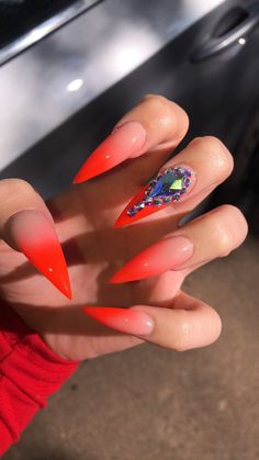 French Tip Nails Stiletto, Orange French Tips, Purple French Tip Nails, Purple French Tip, Shiny Nails Designs, Purple French, Nails Stiletto, Stiletto Nails Designs, Tip Nails