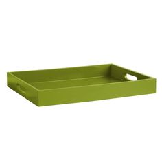 a green tray with handles on it