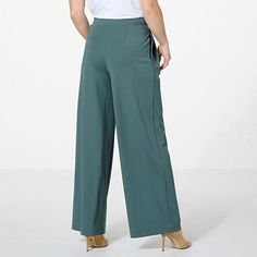 WynneCollection Pleat Front Wide-Leg Pant  Break free of the ever-popular skinny pant silhouette and opt for a more classic, sophisticated look with this pleated front wide-leg pant. Spring Wide Leg Elastane Pants For Loungewear, Ankle-length Elastane Dress Pants For Summer, Summer Ankle-length Elastane Dress Pants, Summer Wide Leg Elastane Pants For Work, Green 4-way Stretch Elastane Pants, Summer Straight Leg Elastane Bottoms, High-waisted Elastane Wide Leg Pants For Summer, 4-way Stretch Pants For Business Casual In Spring, Casual High-waisted 4-way Stretch Dress Pants