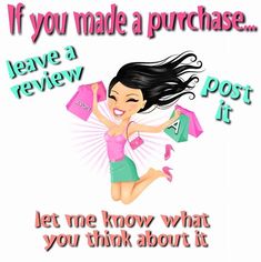 a woman holding shopping bags with the words if you made a purchased leave a review, let me know what you think about it