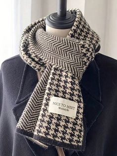 1/2 Pcs Unisex Autumn Winter Knitted Houndstooth Scarf, Warm And Versatile Neck Warmer, Gift For Parents, Friends, Couples, , Christmas Holiday Multicolor Work   Polyester Colorblock,Geometric,Plaid,Striped Twilly  All Men Accessories, size features are:Bust: ,Length: ,Sleeve Length: Muffler For Men, Knitting Scarfs, Houndstooth Scarf, Breast Tape Lift, Gift For Parents, Couples Halloween, Mens Plaid, Elegant Dresses Long, Scarf Men